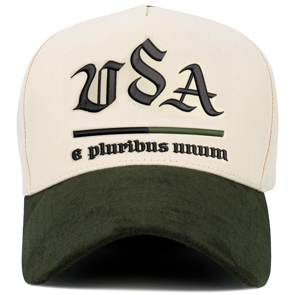 USA e pluribus unum Suede Forrest Green Natural Combination