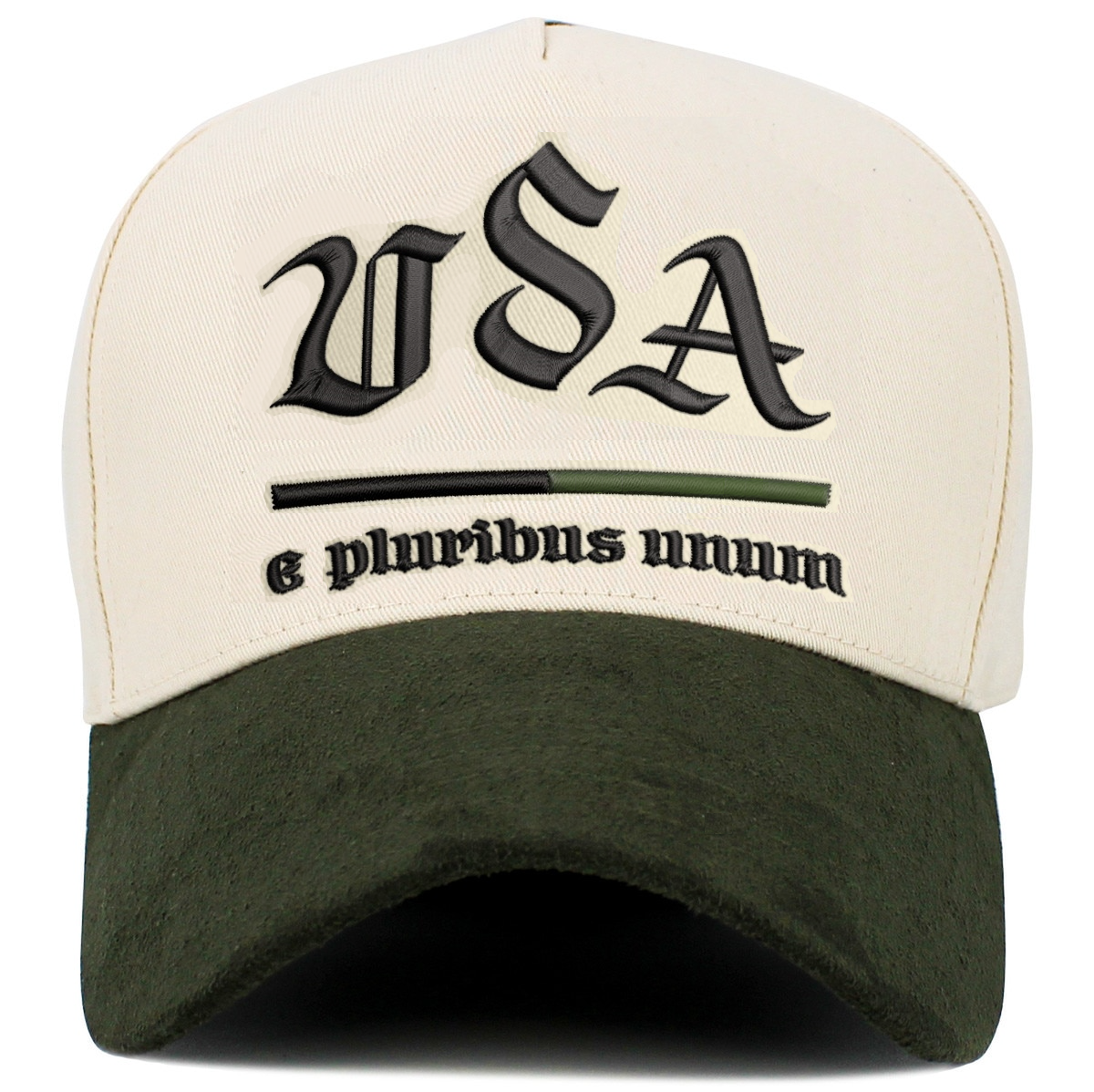 USA e pluribus unum Suede Forrest Green Natural Combination